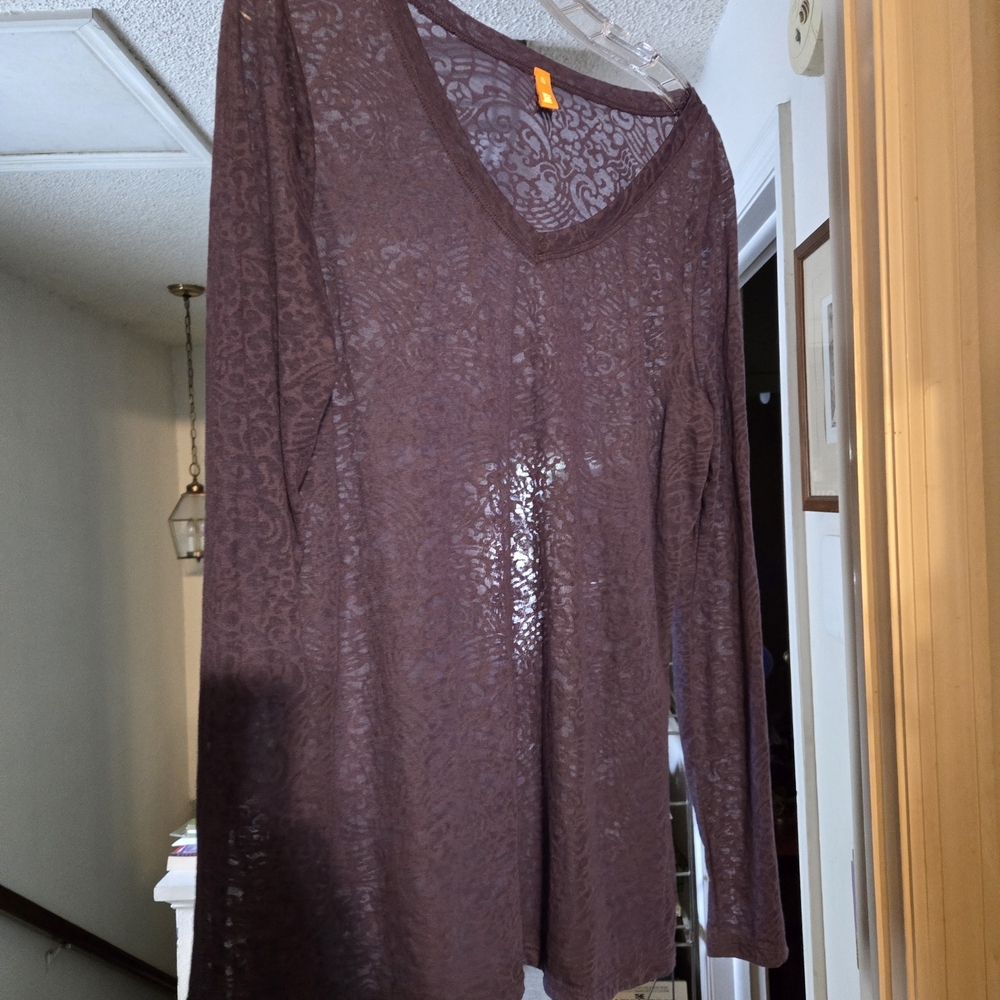 Lucy Sheer Lace V-Neck Blouse - Purple